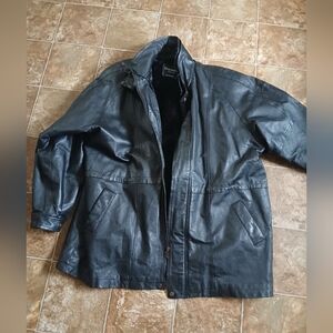 GUC Dimension New York mens Black Leather Coat Size 4XL Fleece Insert